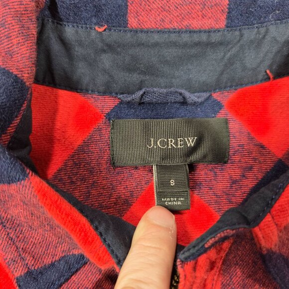J Crew Shirt Womens Small Red Blue Buffalo Check Wool Blend Flannel Shacket - Picture 4 of 10